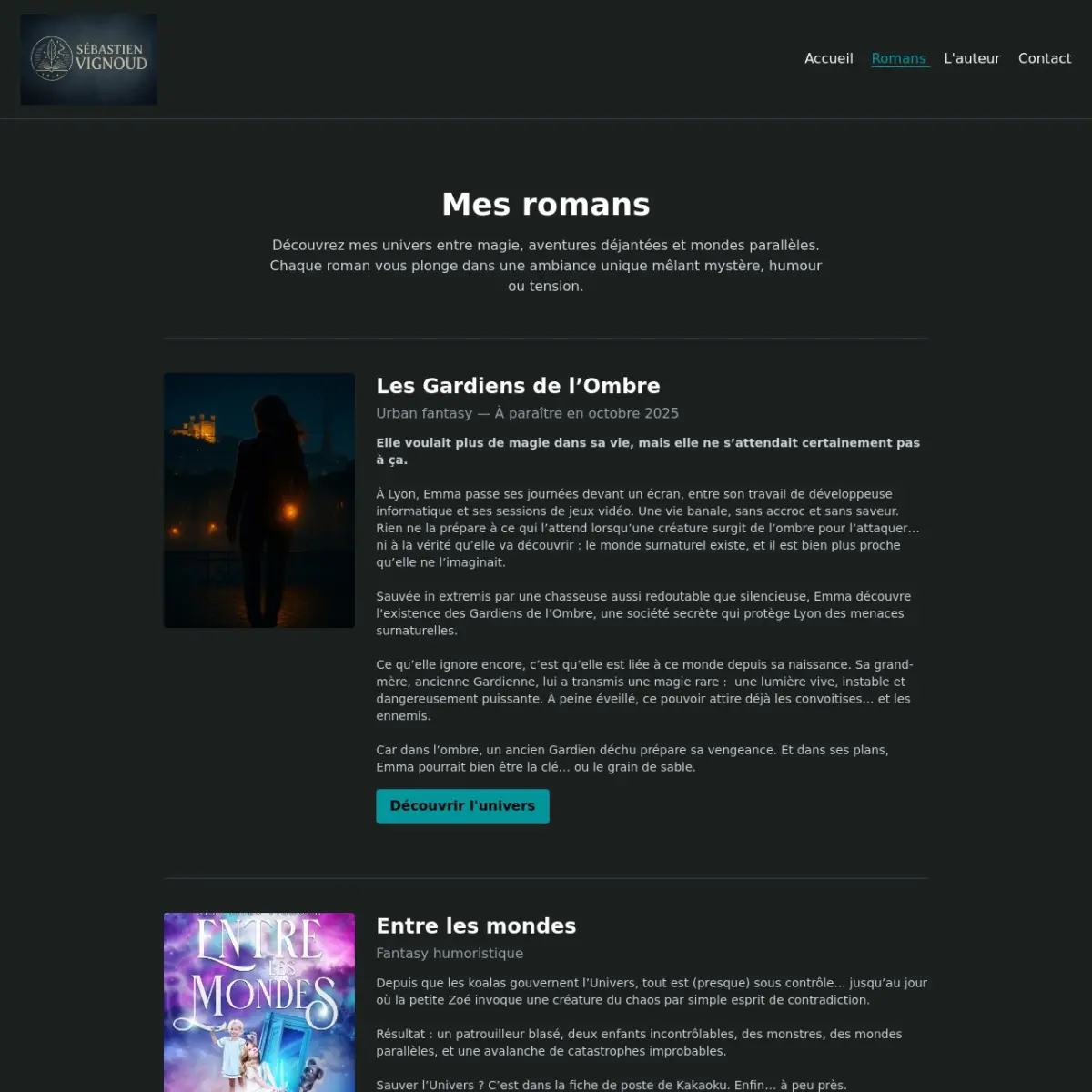 Page bibliographie du site d'auteur