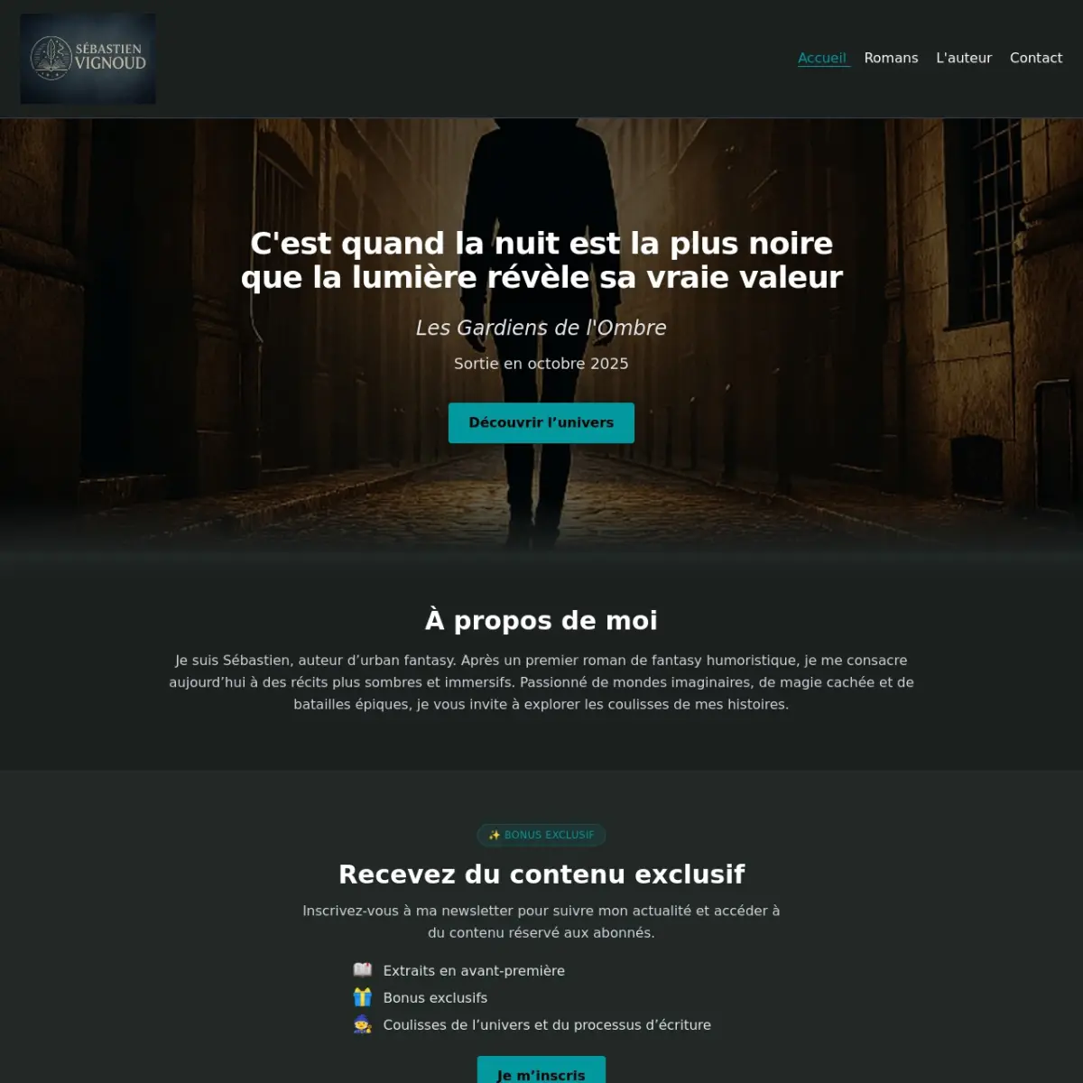 Page d'accueil du site d'auteur